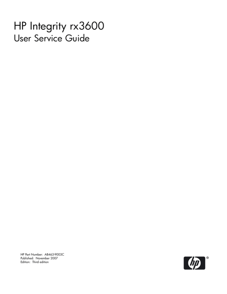 HP INTEGRITY RX3600 User's manual HP INTEGRITY RX3600 User's manual