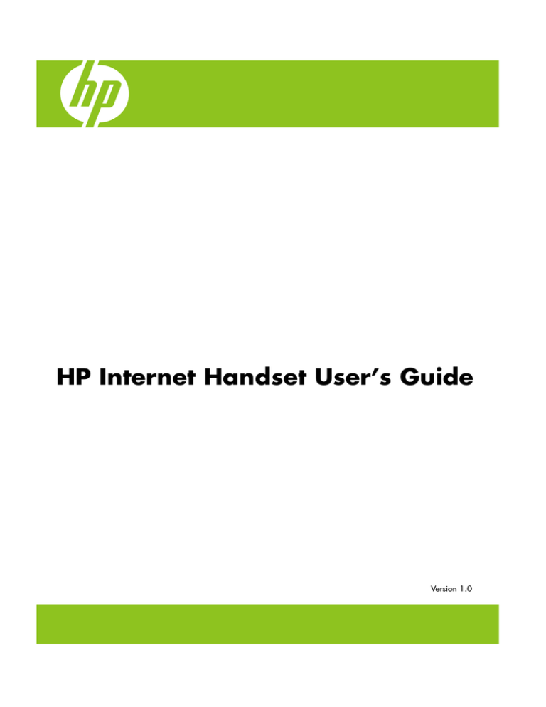 HP Internet Handset User's manual HP Internet Handset User's manual