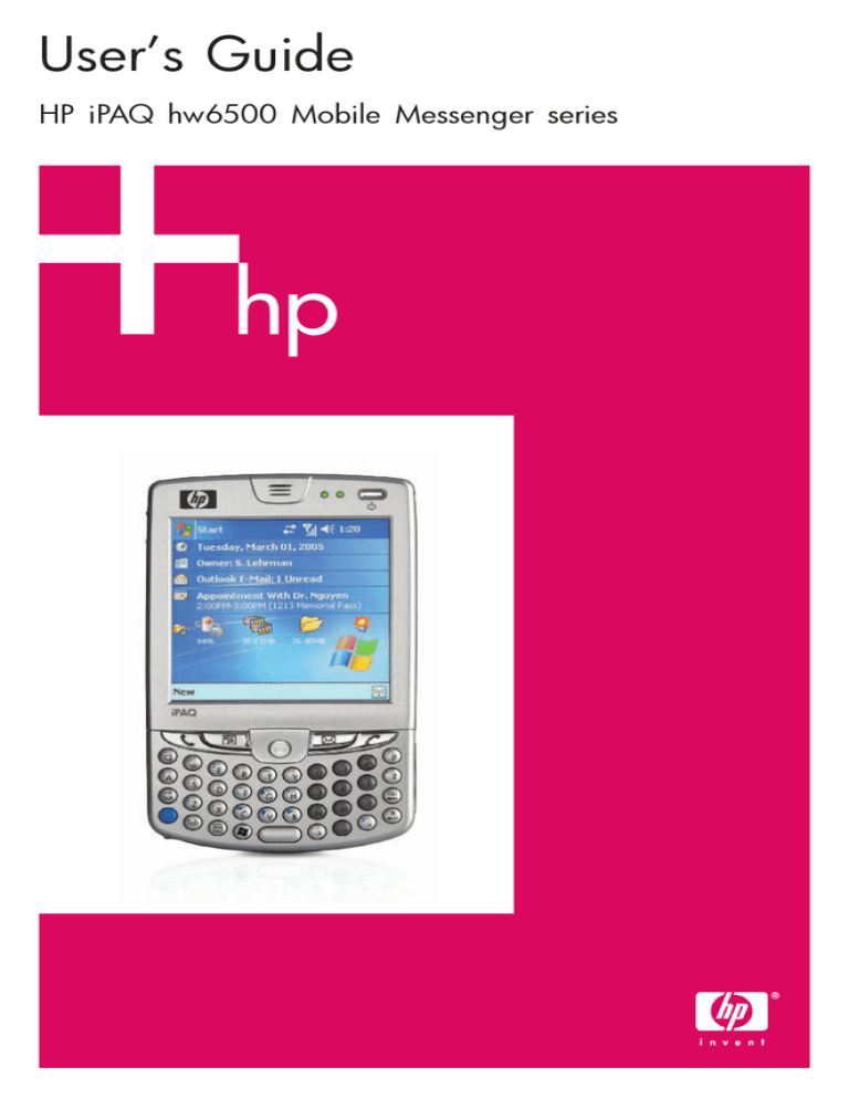 HP iPAQ hw6500 User manual HP iPAQ hw6500 User manual