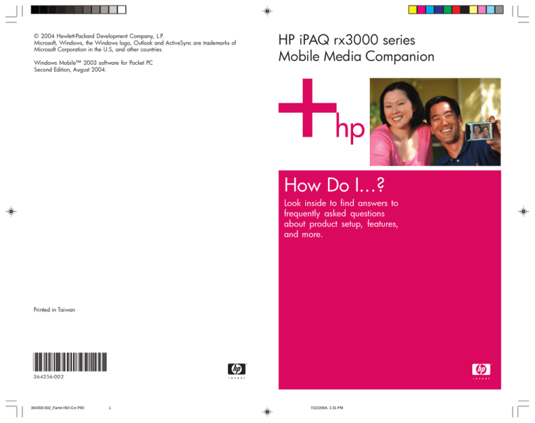 HP IPAQ RX3000 User's manual HP IPAQ RX3000 User's manual