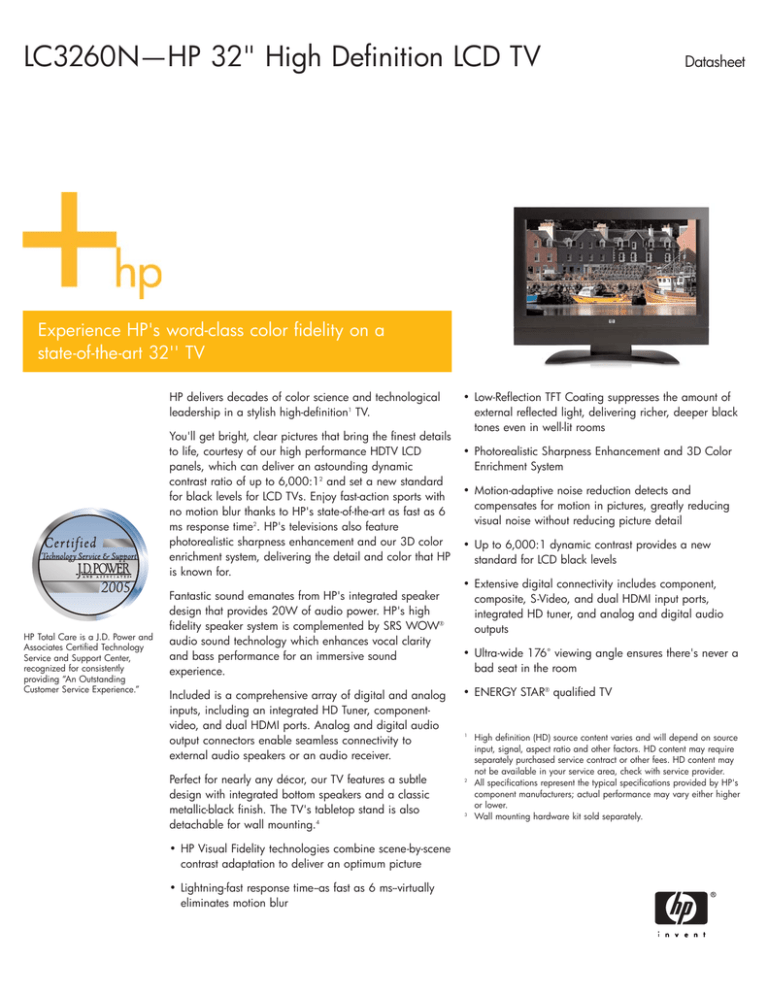 HP LC3260N Datasheet HP LC3260N Datasheet