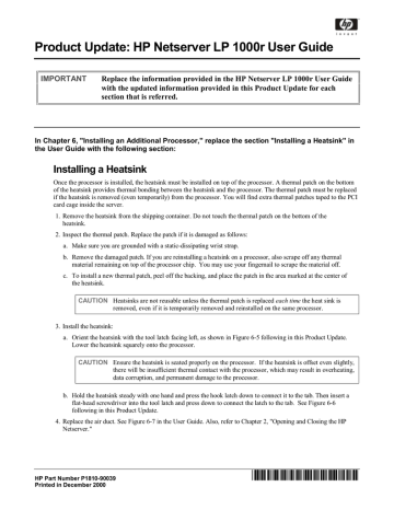 HP LP 1000r User's manual HP LP 1000r User's manual