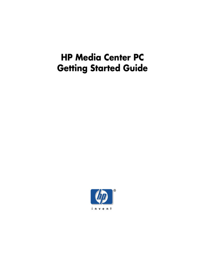 HP Media Center PC User manual HP Media Center PC User manual