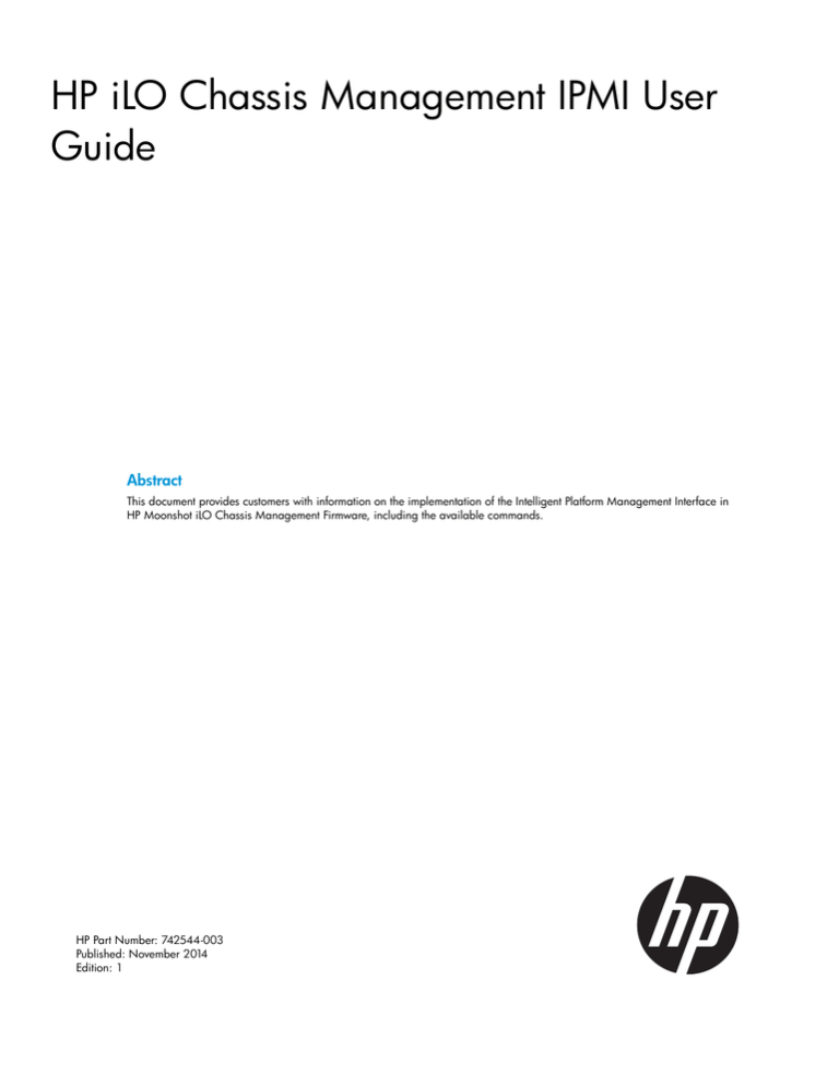 HP Moonshot 1500 Chassis User's manual HP Moonshot 1500 Chassis User's manual