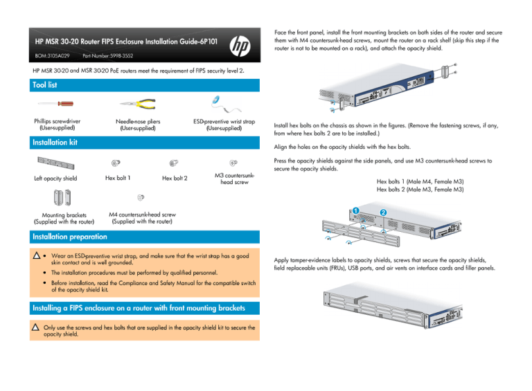 HP MSR30 Series Installation Manual HP MSR30 Series Installation Manual