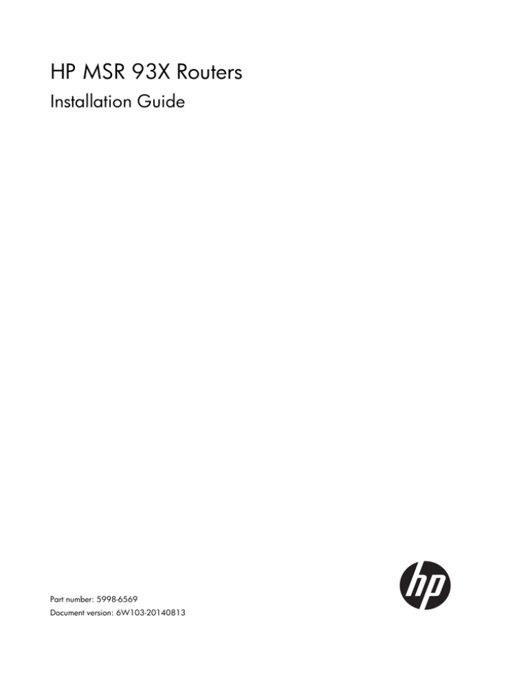 HP MSR93x Installation guide HP MSR93x Installation guide