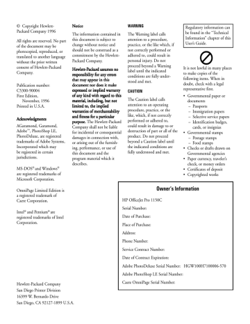 HP 1150Cse User's manual HP 1150Cse User's manual