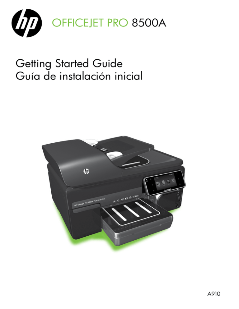 HP 8500A Quick start guide HP 8500A Quick start guide