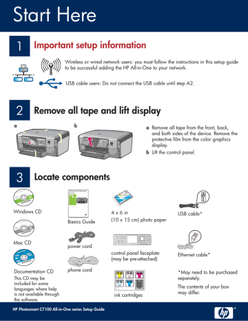 HP Photosmart C7100 All-in-One Printer series, C7185 Setup Guide HP Photosmart C7100 All-in-One Printer series, C7185 Setup Guide