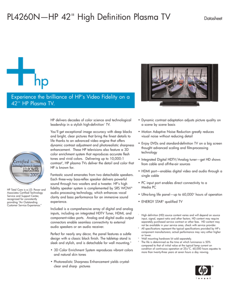 HP PL4260N Datasheet HP PL4260N Datasheet