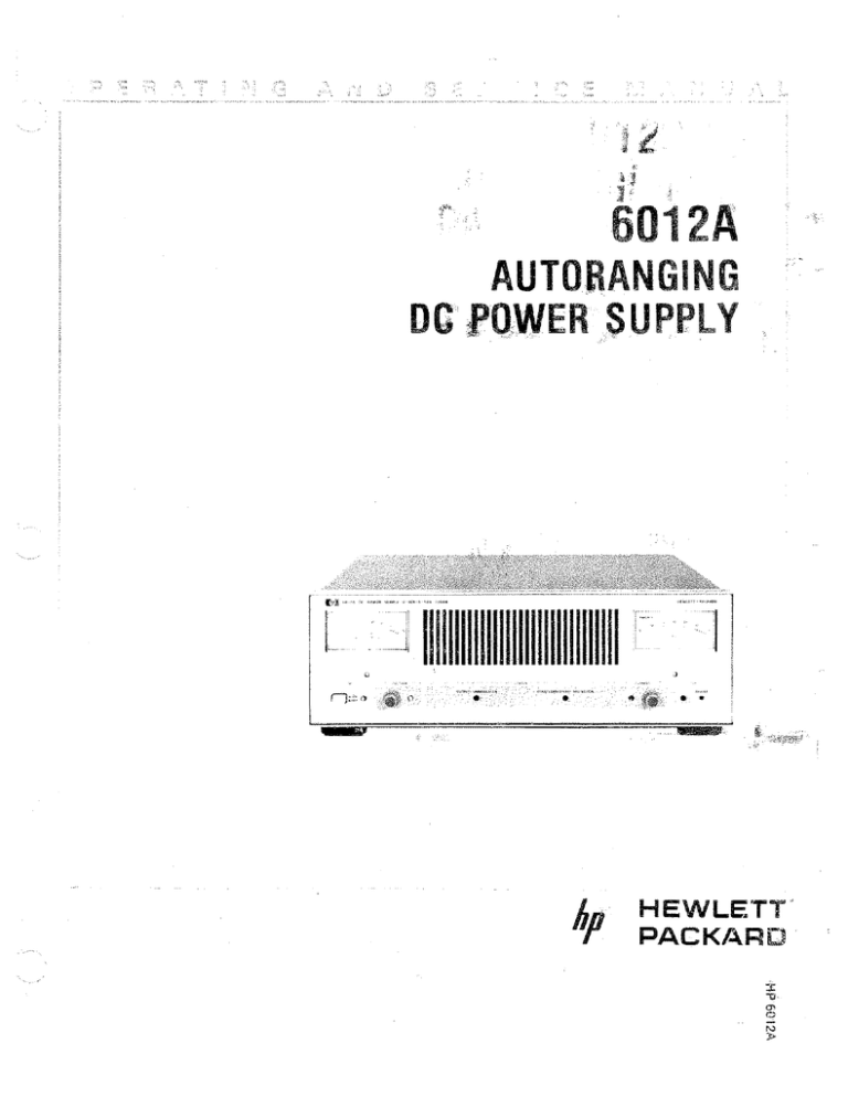 HP 6012A User manual HP 6012A User manual