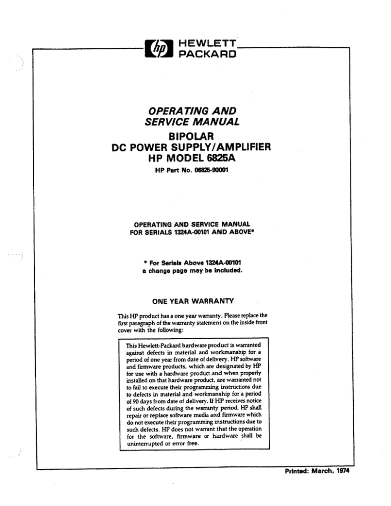HP 6825A User manual HP 6825A User manual
