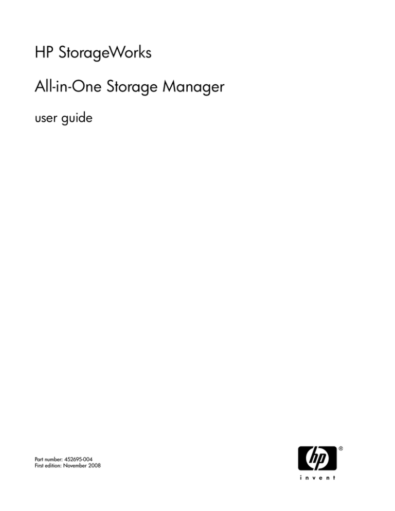 HP ProLiant High Availability Storage Servers User manual HP ProLiant High Availability Storage Servers User manual