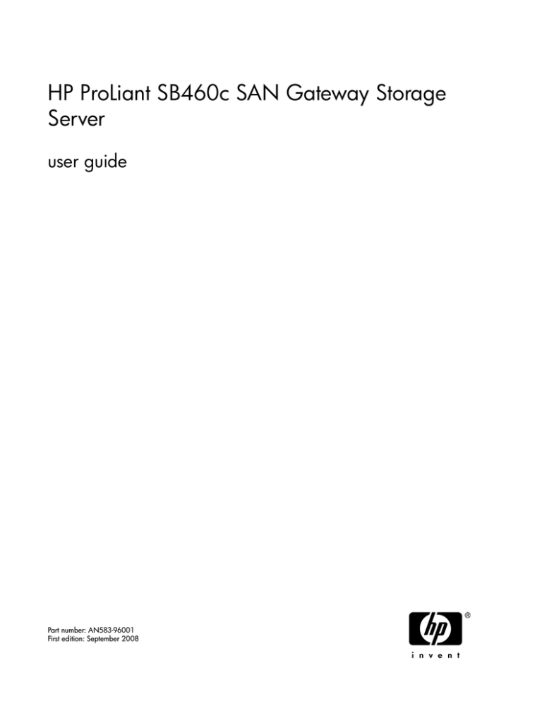 HP ProLiant NAS Gateways User manual HP ProLiant NAS Gateways User manual