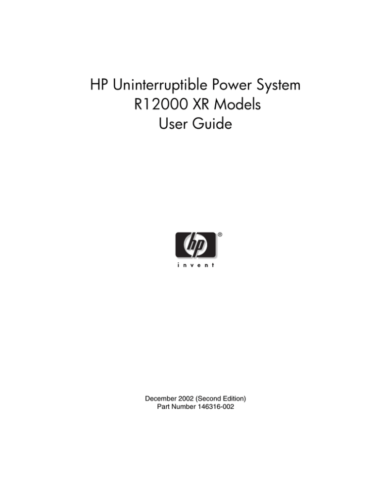 HP R12000 XR User manual HP R12000 XR User manual