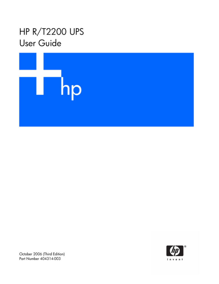HP R2200 User manual HP R2200 User manual