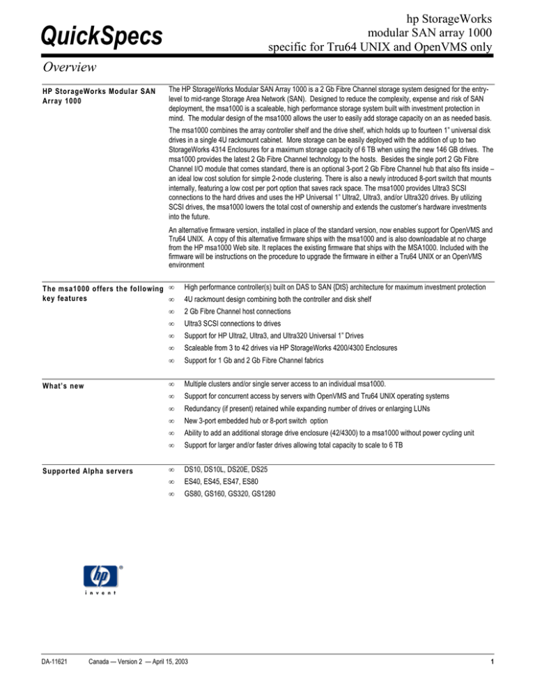 HP SAN Array 1000 User manual HP SAN Array 1000 User manual