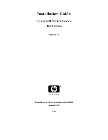 HP Server rp8400 Installation guide HP Server rp8400 Installation guide