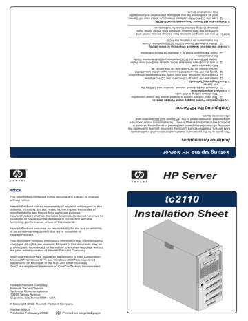 HP Server tc2110 User manual HP Server tc2110 User manual