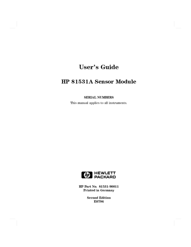 HP 81531A User manual HP 81531A User manual