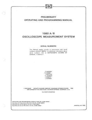 HP Sprinkler 1980 A User's manual HP Sprinkler 1980 A User's manual
