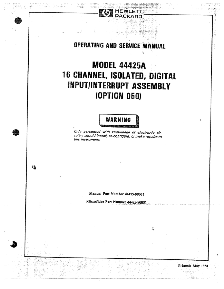 HP 44425A User manual HP 44425A User manual