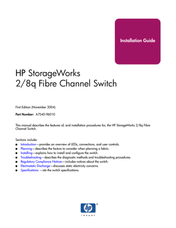 HP STORAGEWORKS A7540-96010 User's manual HP STORAGEWORKS A7540-96010 User's manual
