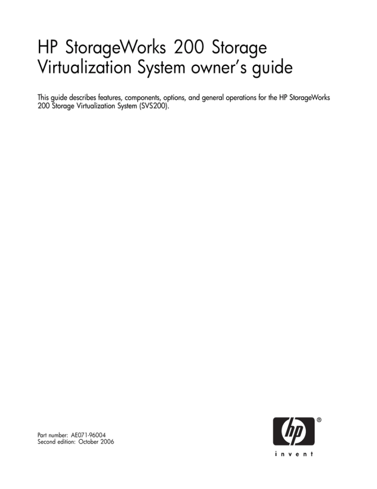 HP SVS200 Owner's manual HP SVS200 Owner's manual