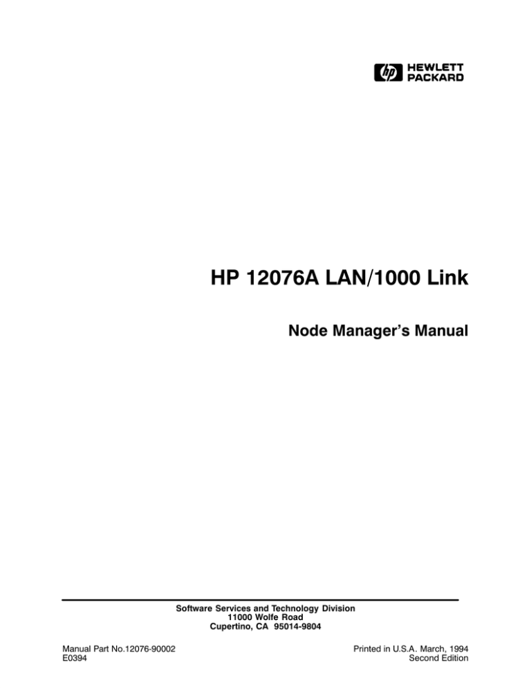 HP 12076A User manual HP 12076A User manual