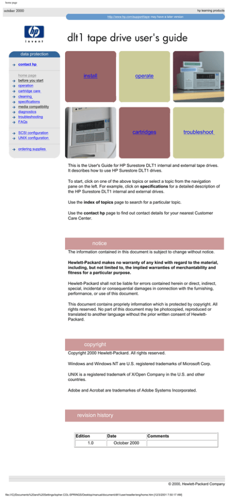 HP Tape User manual HP Tape User manual