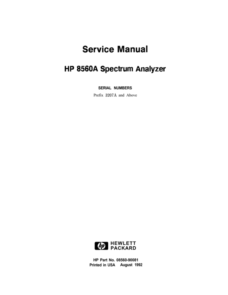 HP 8560A User manual HP 8560A User manual