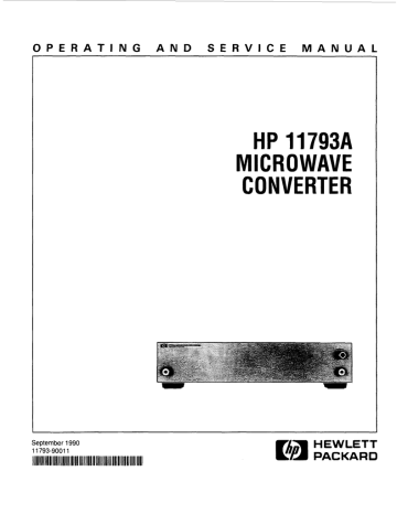 HP 11793A User's manual HP 11793A User's manual
