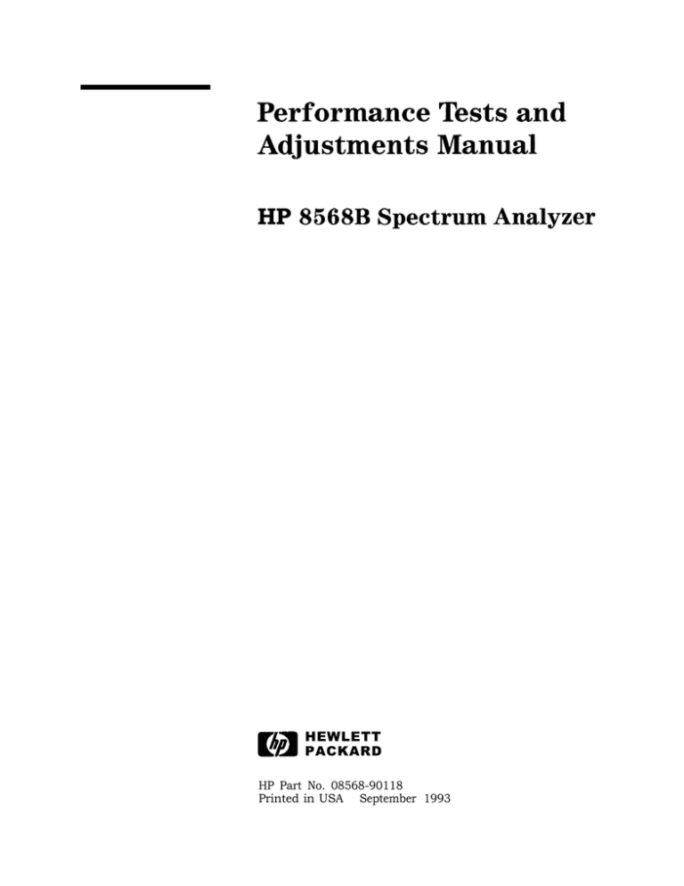 HP 8568B User's manual HP 8568B User's manual