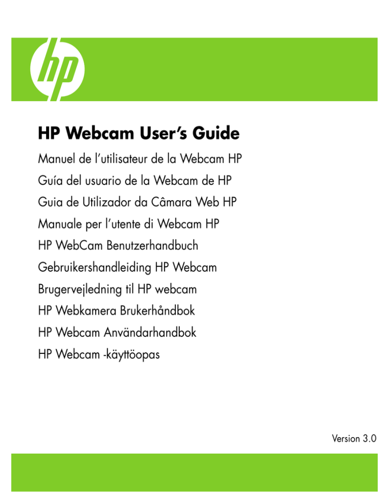 HP Version 3.0, 2-Megapixel Webcam User's manual HP Version 3.0, 2-Megapixel Webcam User's manual