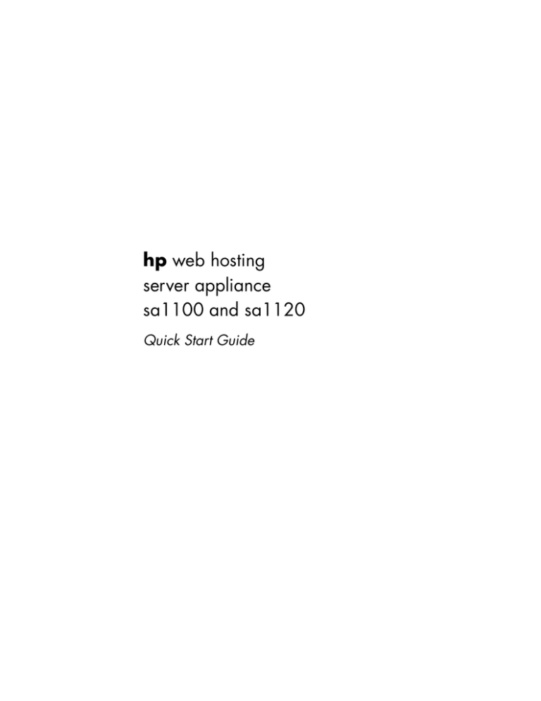 HP sa1120 User guide HP sa1120 User guide