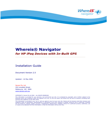 HP Whereis Navigator 2.5 User's manual HP Whereis Navigator 2.5 User's manual