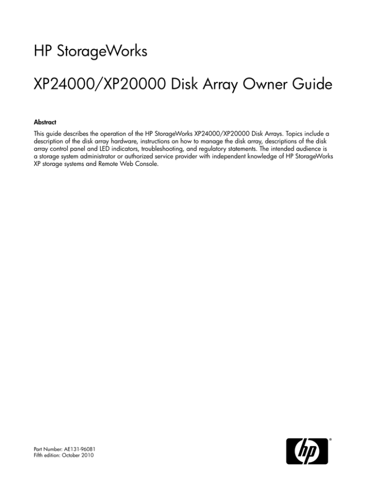 HP XP20000 Owner's manual HP XP20000 Owner's manual