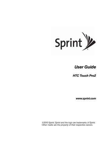 HTC PRO2, Touch Pro 2 Sprint User's manual HTC PRO2, Touch Pro 2 Sprint User's manual