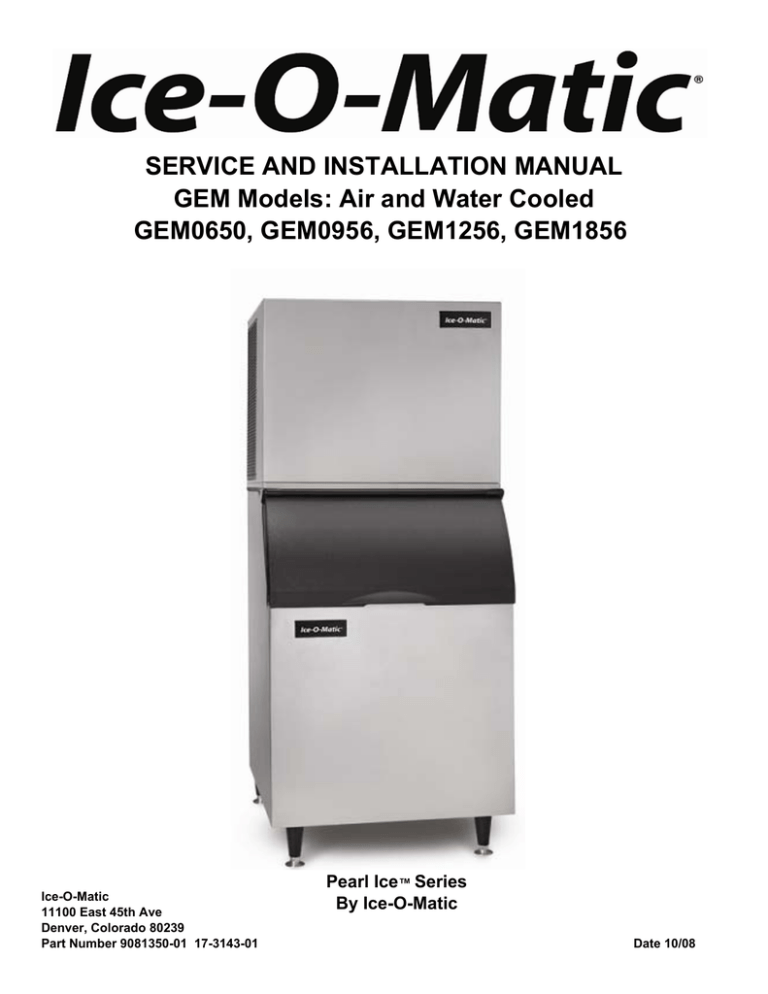 Ice-O-Matic GEM1856 User manual Ice-O-Matic GEM1856 User manual