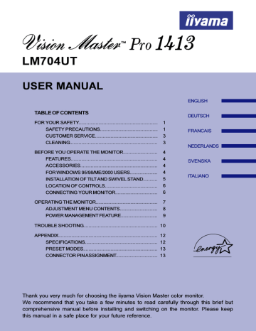 iiyama LM704UT User manual | Manualzz iiyama LM704UT User manual | Manualzz