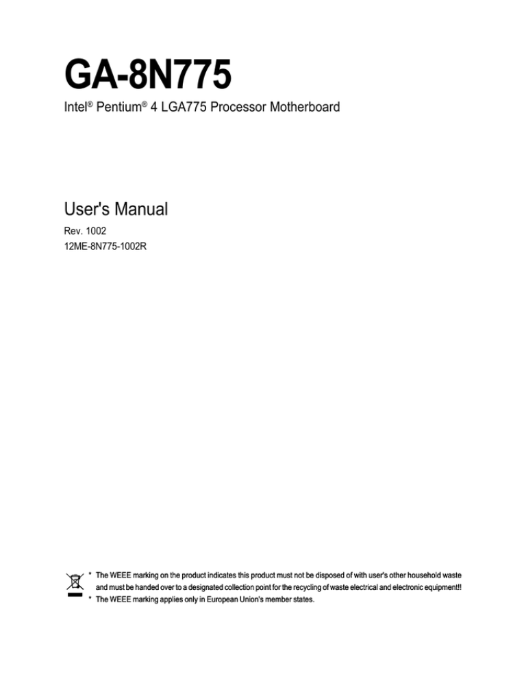 Gigabyte GA-8N775 User manual Gigabyte GA-8N775 User manual