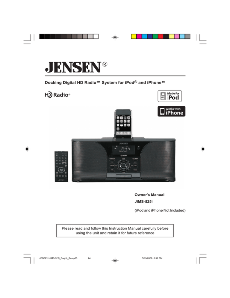 Jensen JiMS-525i User manual Jensen JiMS-525i User manual