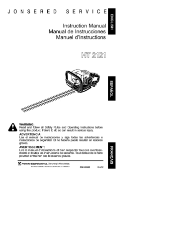 Jonsered HT 2121 Instruction manual Jonsered HT 2121 Instruction manual