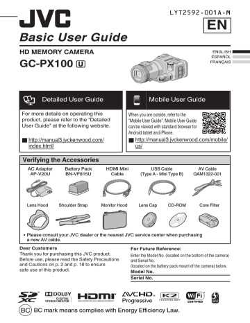 JVC GC-PX100B User Guide | Manualzz