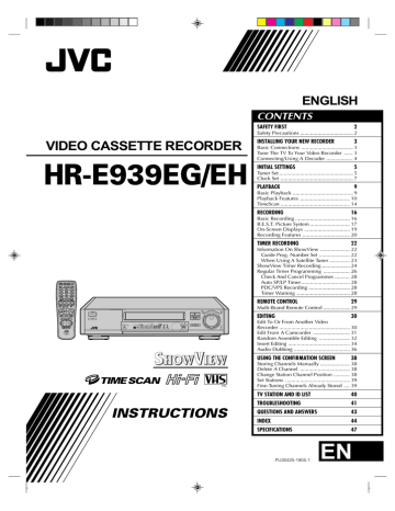 JVC HR-E939EG User's Manual | Manualzz JVC HR-E939EG User's Manual | Manualzz