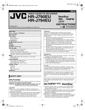 JVC HR-J790EU User's Manual | Manualzz JVC HR-J790EU User's Manual | Manualzz