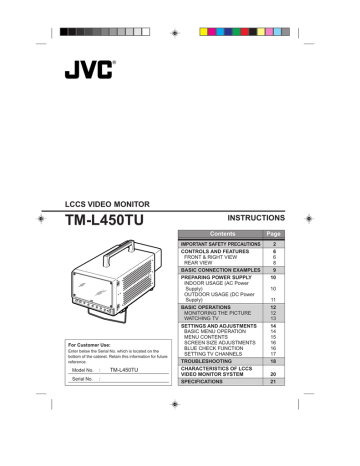 JVC TM-L450TU User's manual JVC TM-L450TU User's manual