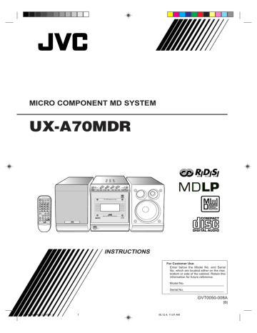 JVC UX-A70MDR User's Manual | Manualzz JVC UX-A70MDR User's Manual | Manualzz