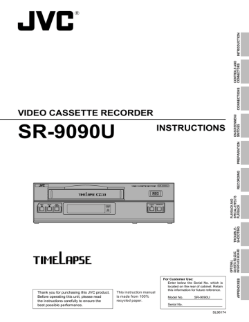 JVC VCR SR-9090U User's manual JVC VCR SR-9090U User's manual
