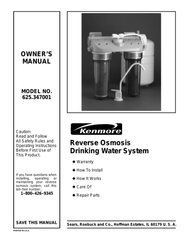 Kenmore 625.347001 Owner's Manual | Manualzz